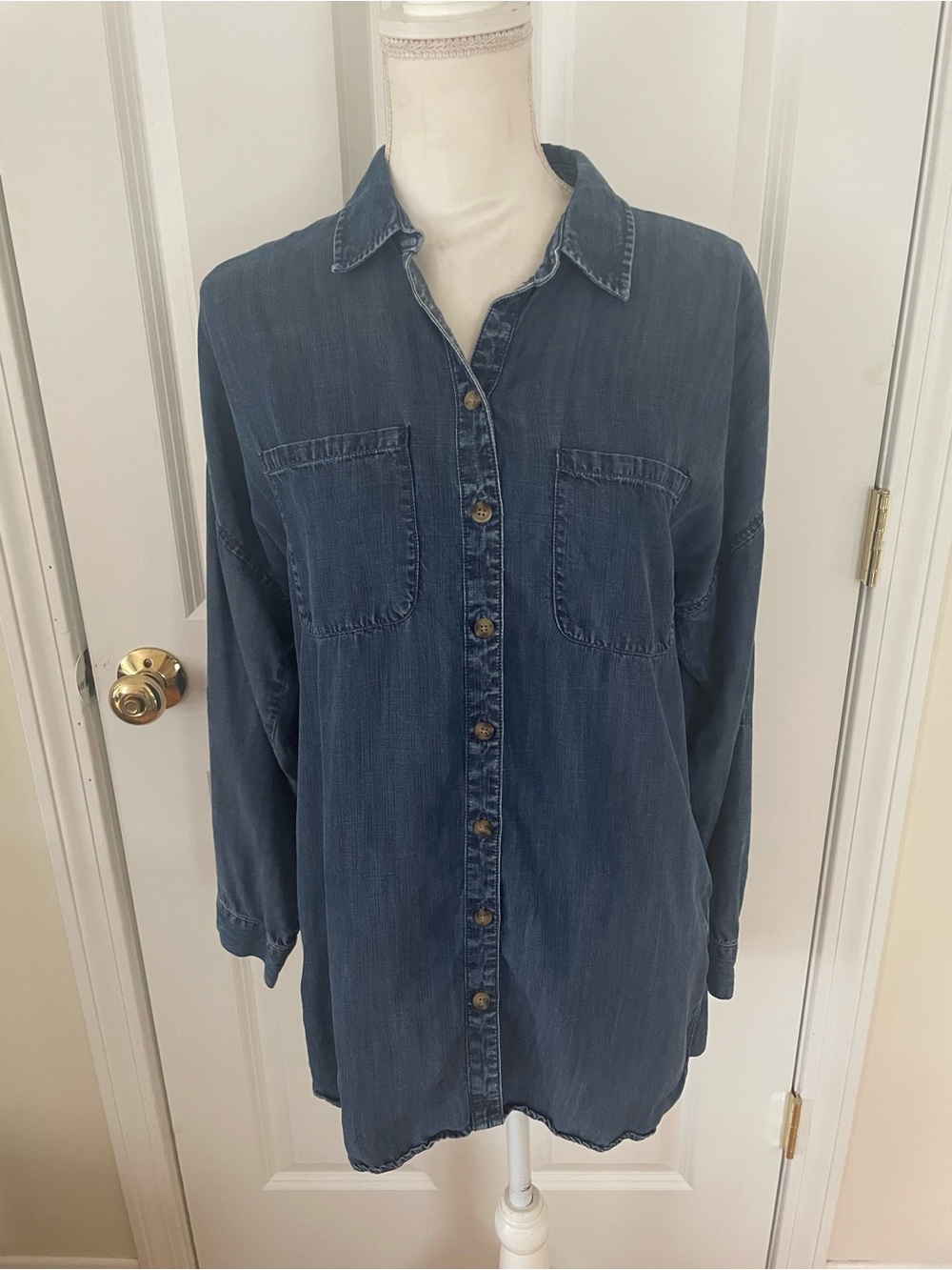 Coldwater Creek Lightweight Denim Shirt - Indigo